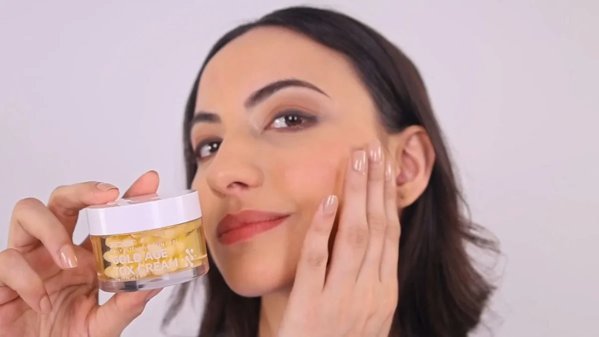 Same Indian creator pressing a skincare jar against her cheek in a close-up beauty shot, a second visual concept captured on the same UGC shoot day